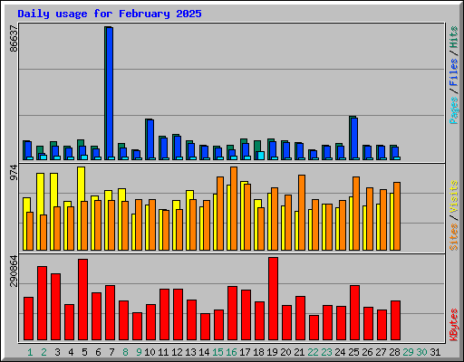 Daily usage for February 2025